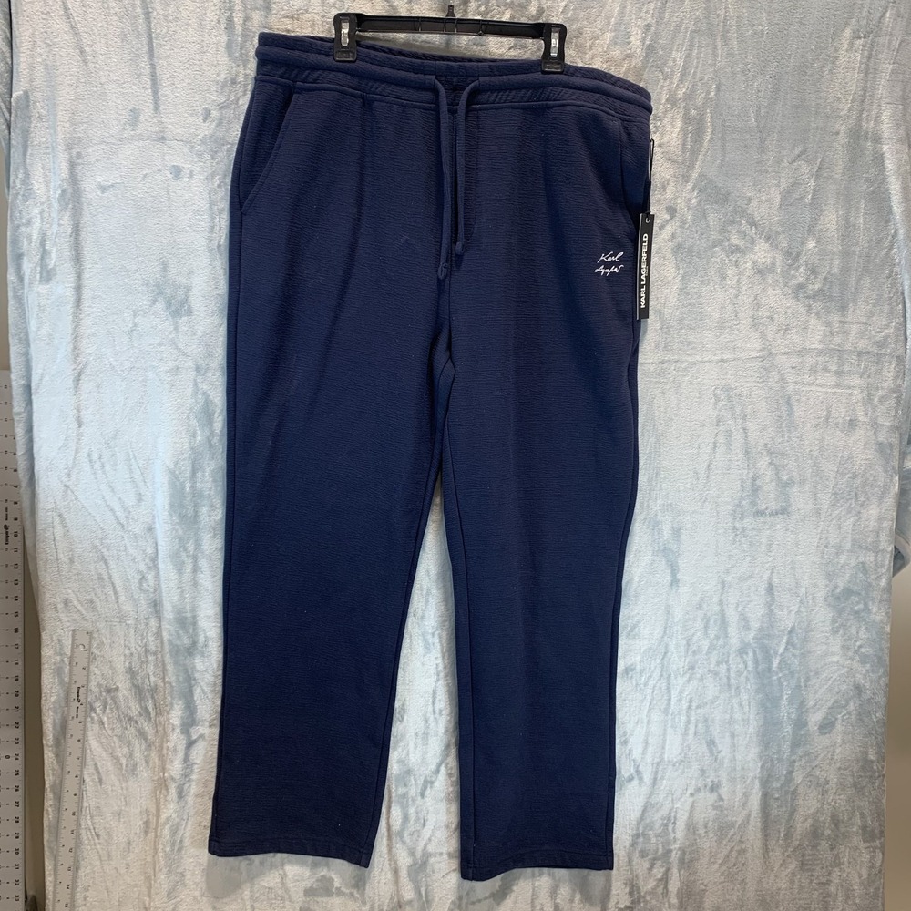 Karl Lagerfeld Men's Pants Sweatpants XXL Pockets Drawstring Pull On Navy Blue